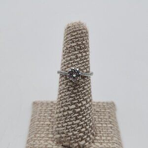 Size 5.5 Sterling Silver 1 Carat Round Moissanite Diamond Ring A3967